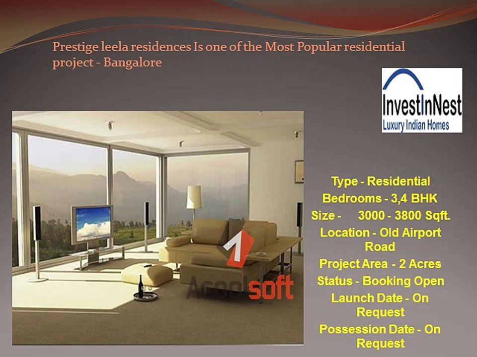Find Top Class Facilities at Prestige Leela Residences – InvestInNest.com