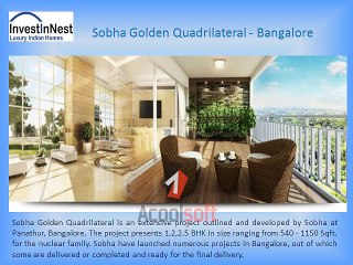 Book Apartments in Sobha Golden Quadrilateral @ InvestInNest.com