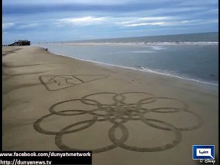 Dunya news- Disney Robot Draws Giant Sketches on the Beach