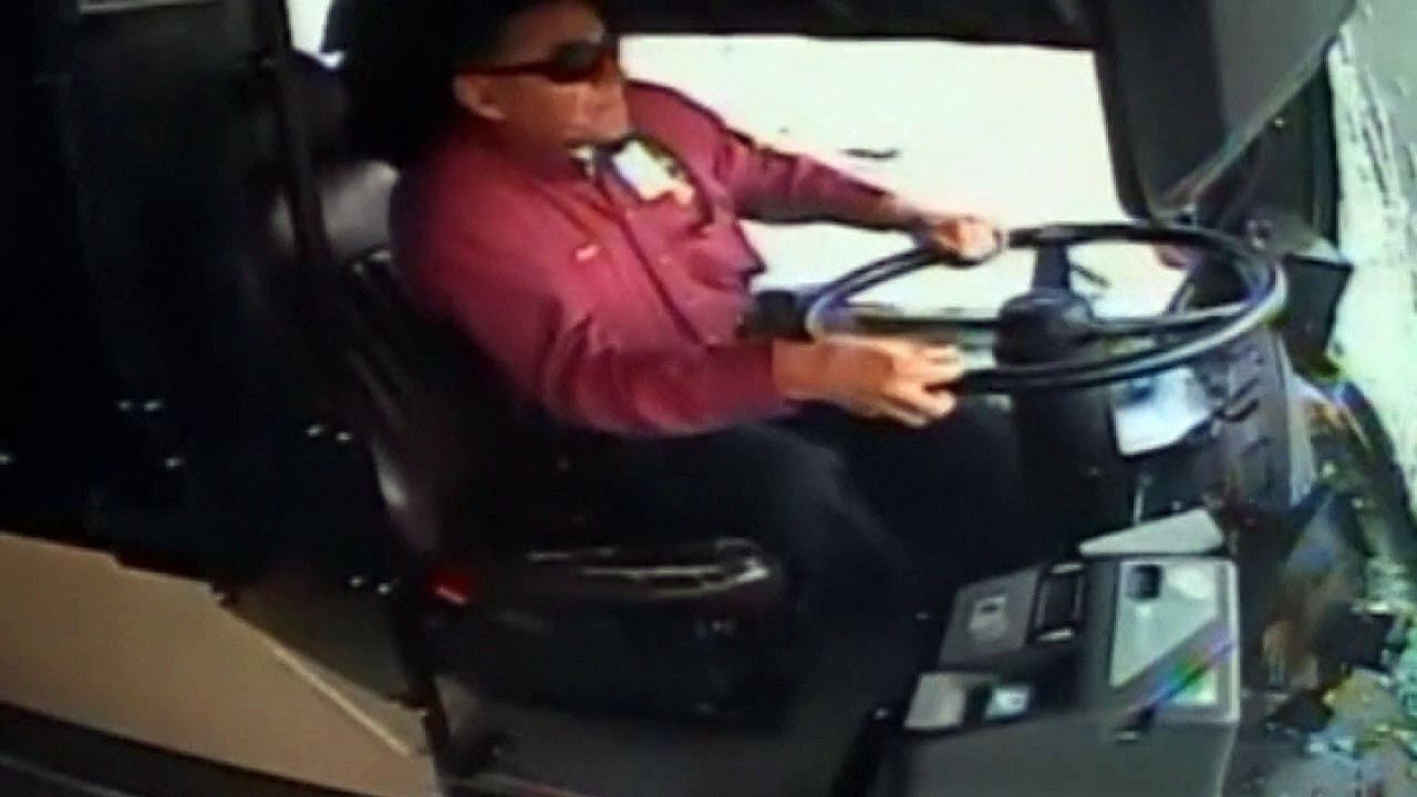 Bus driver survives dramatic crash with truck in USA