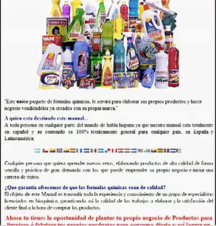 Manual de Formulas Quimicas Productos de Limpieza y Cosmeticos
