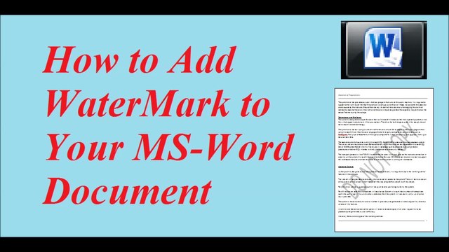 How to Add Watermark to MS-Word Document