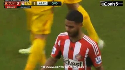 Liam Bridcutt Red Card Sunderland 0 - 1 Liverpool Premier League 10-1-2015