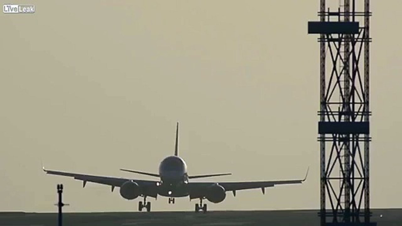 Watch- Plane struggle to land in storms at Leeds Bradford Airport