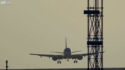 Watch- Plane struggle to land in storms at Leeds Bradford Airport