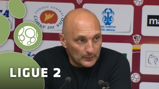 Conférence de presse AC Ajaccio - Nîmes Olympique (0-1) : Olivier PANTALONI (ACAJ) - José PASQUALETTI (NIMES) - 2014/2015