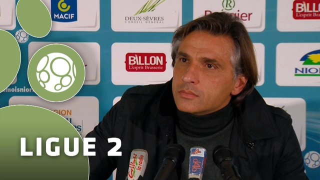 Conférence de presse Chamois Niortais - GFC Ajaccio (1-1) : Régis BROUARD (NIORT) - Thierry LAUREY (GFCA) - 2014/2015