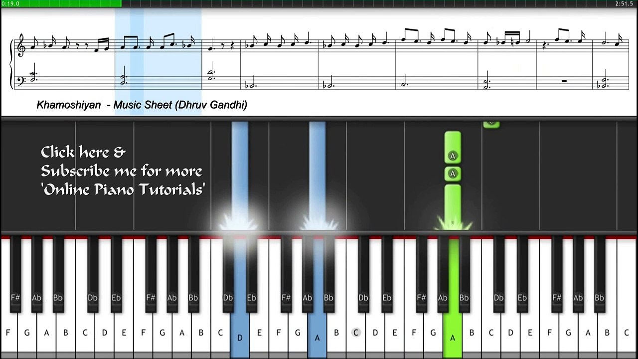Arijit Singh - Khamoshiyan (Piano Tutorial + Music Sheet + MIDI + Piano Cover) -- Dhruv Gandhi