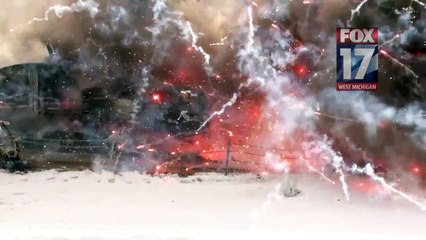 Download Video: Truck Carrying Fireworks Explodes on Michigan Highway during massive pile-up