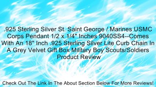 .925 Sterling Silver St. Saint George / Marines USMC Corps Pendant 1/2 x 1/4