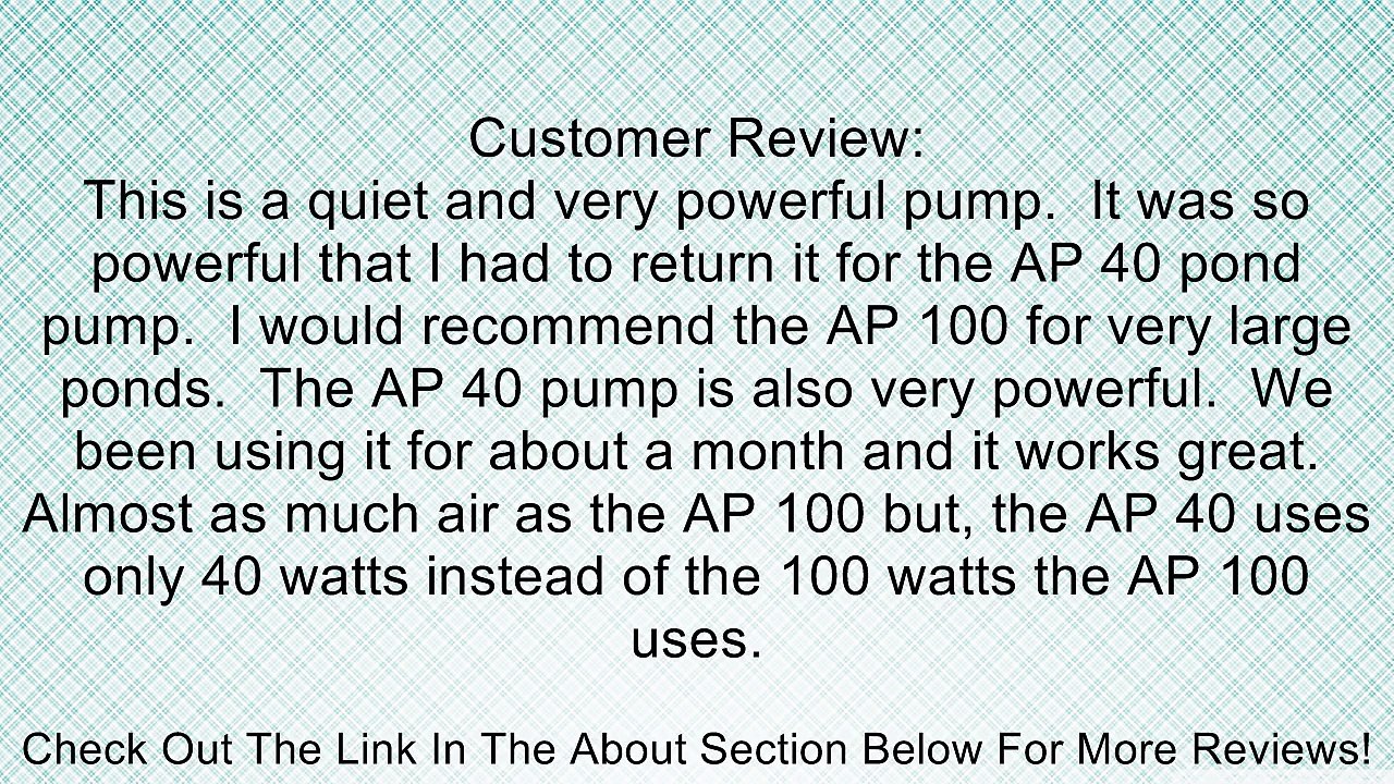 New PONDMASTER Deep Water AP 100 Pond Air Pump 10K Gallon AP100 Garden Aquarium Review