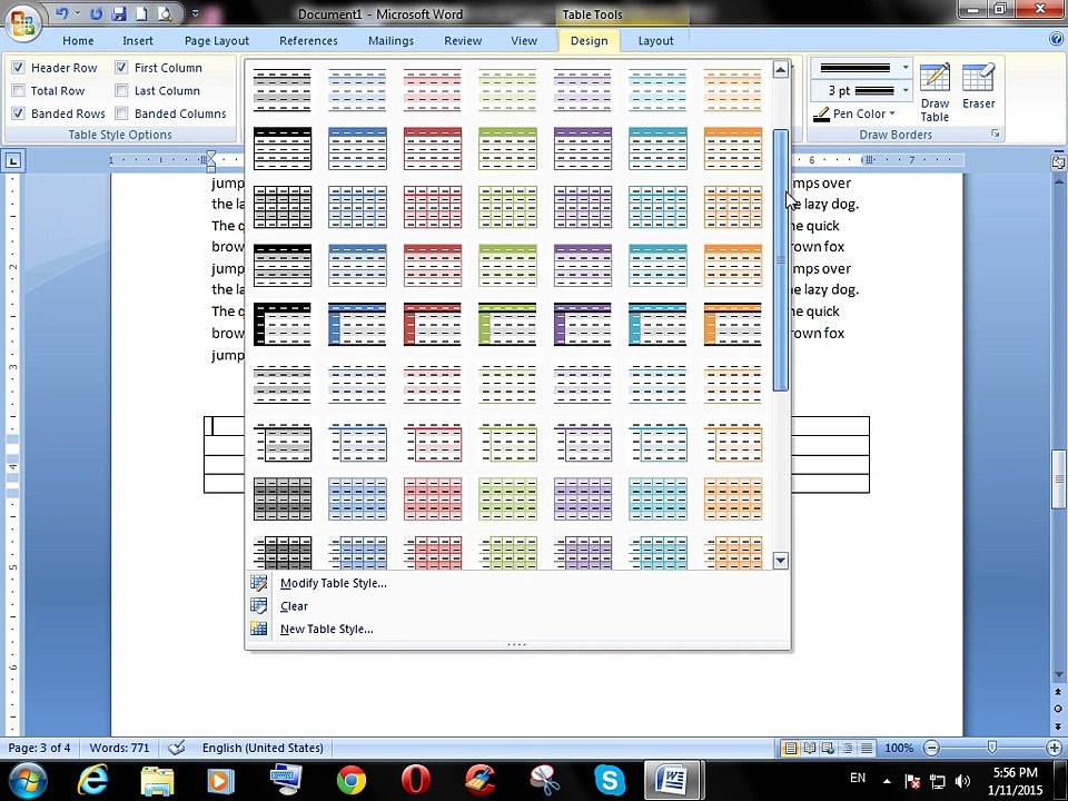 How to insert table in ms word 2007 in urdu