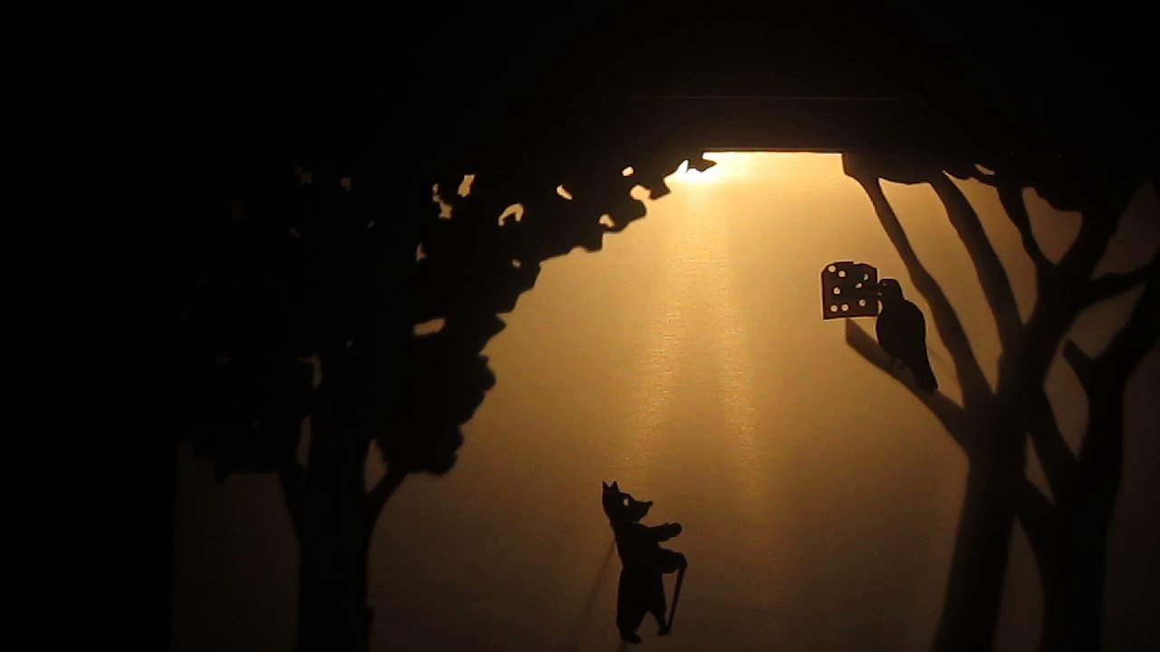 corbeau et renard en ombres