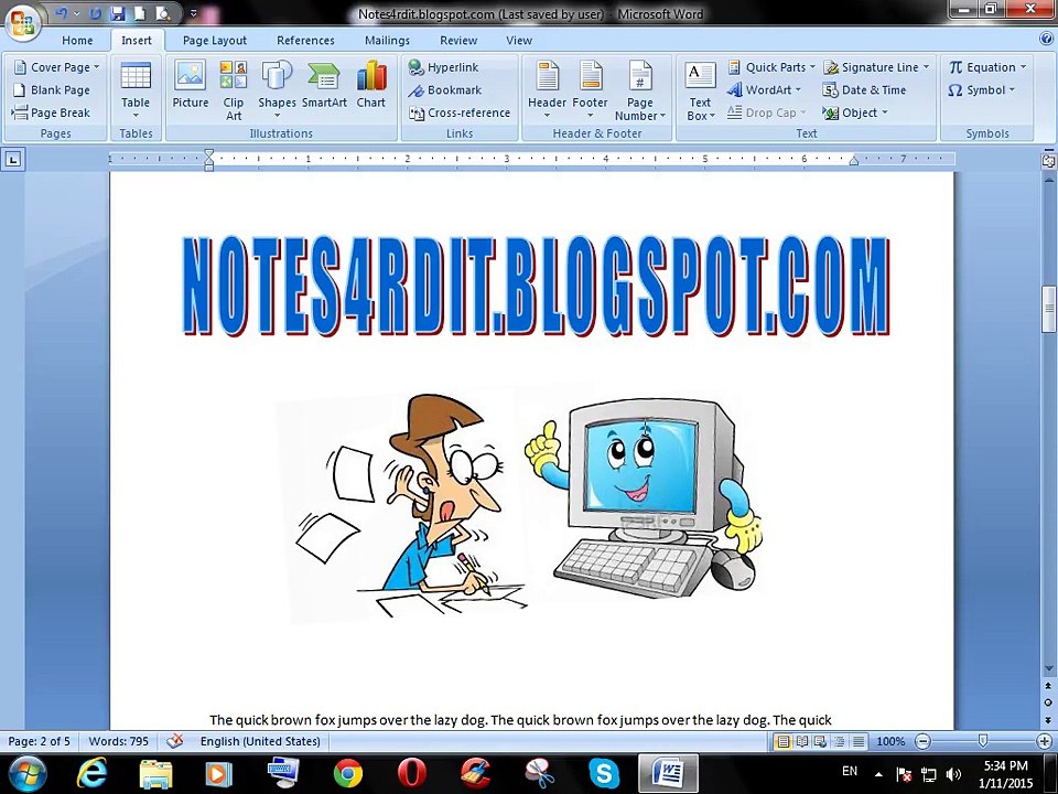How to insert (cover page, blank page & break a page ) in msword 2007 /10