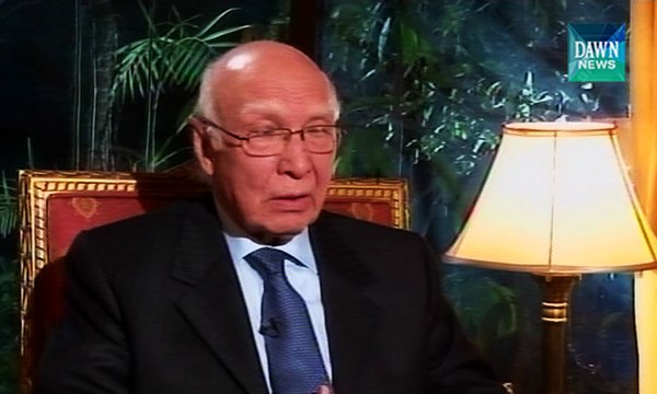 Attacks from Afghan soil have Indian involvement: Sartaj Aziz