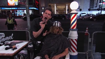 Jim Carrey Gives People Bowl Cuts on Hollywood Blvd.