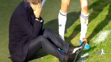 Marco Andreolli tir en plein visage de Roberto Mancini !