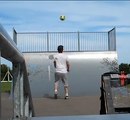 Football Trick Shots on Basketball Court. IMPRESSIVE skills guys!