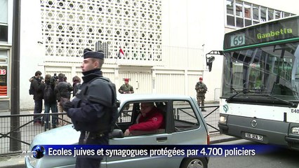 Ecoles et lieux de culte juifs protégés par 4.700 policiers