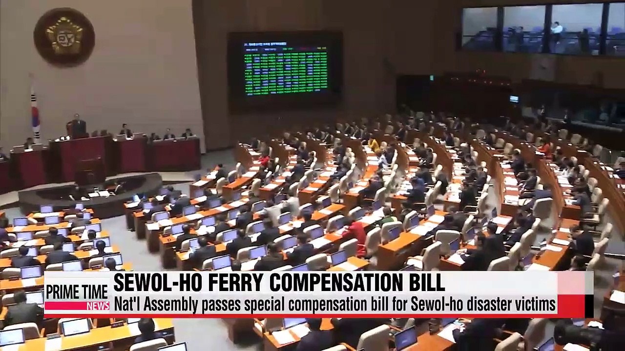 Nat'l Assembly passes special compensation bill for Sewol-ho tragedy , 9 months after tragedy