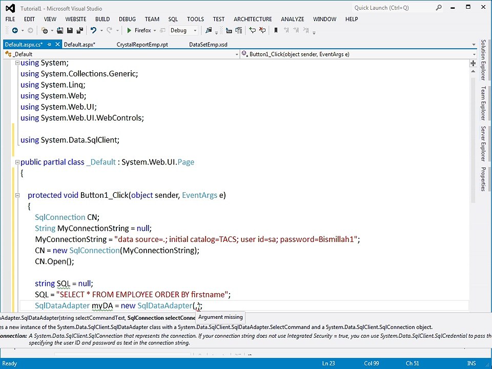How to display Crystal Reports in ASP.Net Step 5 of 5