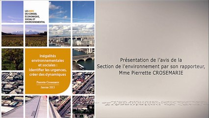 Inégalités environnementales et sociales : identifier les urgences, créer des dynamiques - cese
