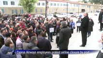Cyprus Airways employees protest airline closure