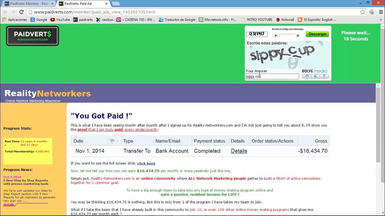 PAIDVERTS 2015 , Gana en internet, Paypal- Parte1