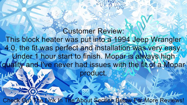 Jeep Grand Cherokee '87-'06 Engine Block Heater Mopar Part #82201506 Review
