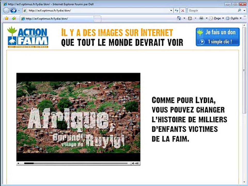Action contre la faim - site internet - septembre 2007