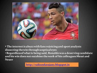 It Is Absolutely Apt That Ronaldo Won The Ballon d’Or, Says Vaikundarajan