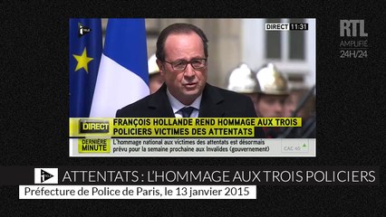 Le discours de François Hollande en l'honneur des policiers tués dans les attentats