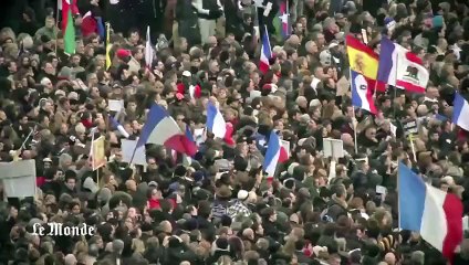 la marche République  filmée en accélérée  مسيرة فرنسا ضد الإرهاب