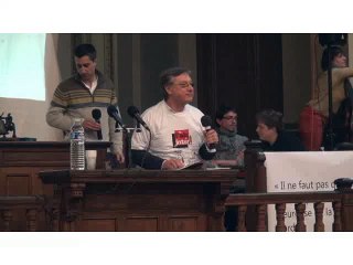 François Ruffin, Frédéric Lordon, Gérard Mordillat, rencontre "La dissidence, pas le silence !", Bourse du travail, Paris, 12 janvier 2015