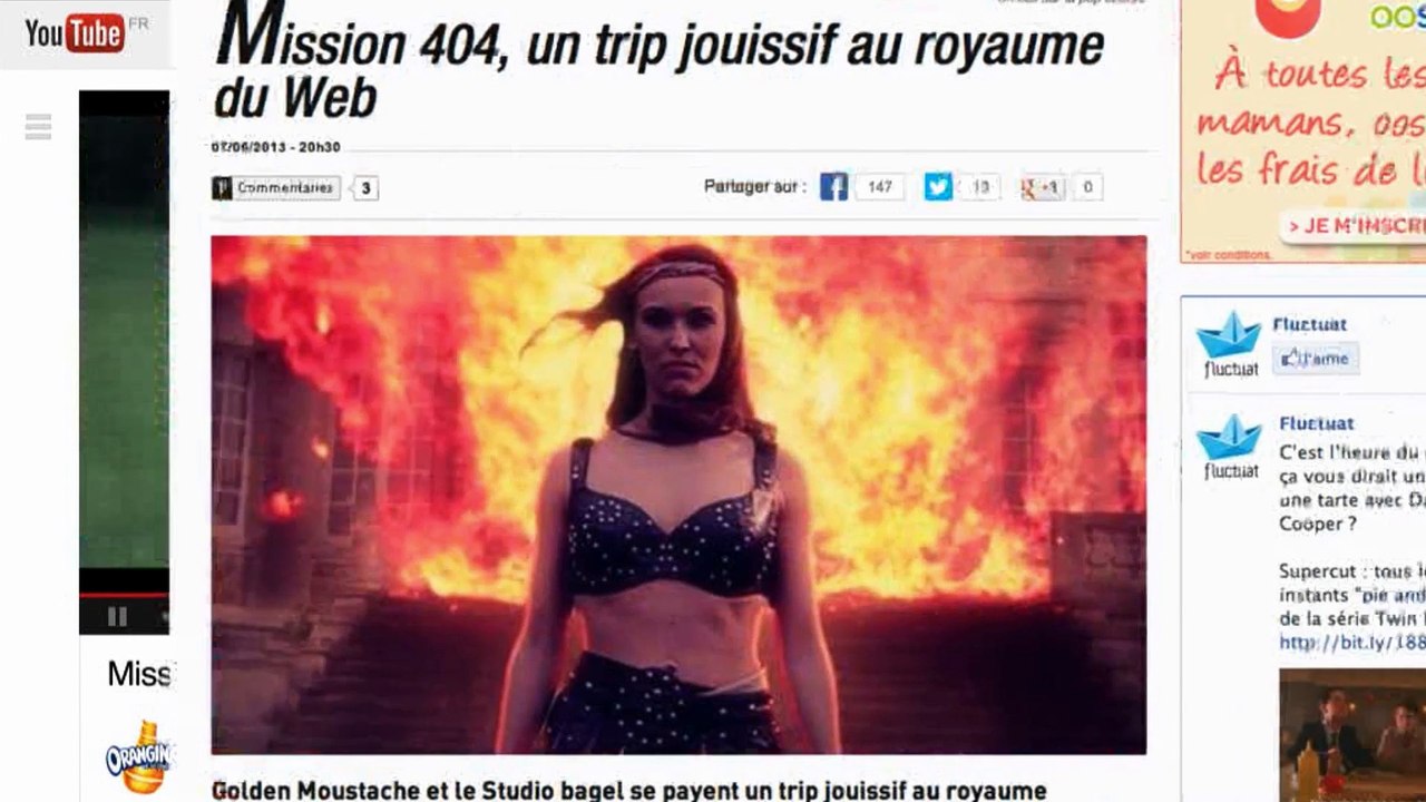 Golden Moustache, Nosite, Studio Bagel pour Orangina (Orangina Schweppes) - soda, "Mission 404 : Internet doit rester vivant" - juin 2013