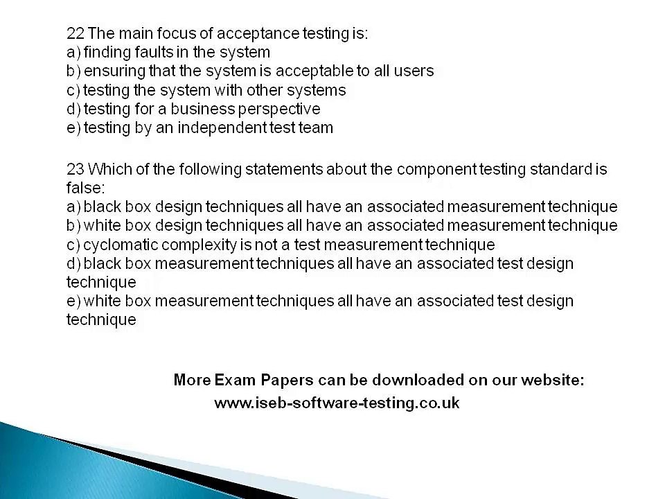 07. Practice Exam Paper - ISTQB Certified Tester - CTFL v4.0