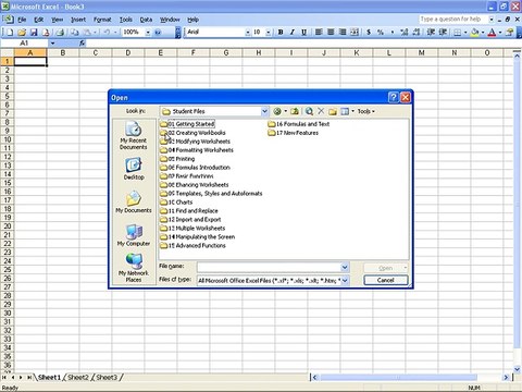 Ms Excel 2003 Training- Opening Workbooks (Part 5)