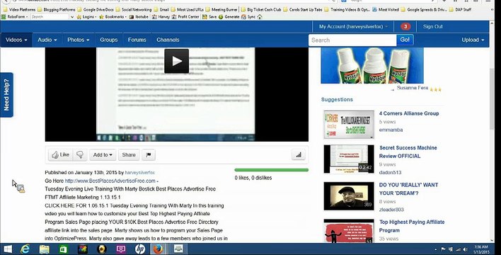 Live Tuesday Evening Training With Marty Bostick Best Places Advertise Free FTMT Affiliate Marketing 1.13.15.1