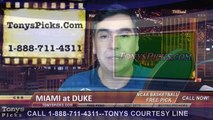 Duke Blue Devils vs. Miami Hurricanes Free Pick Prediction NCAA College Basketball Odds Preview 1-13-2015