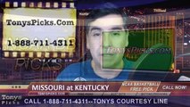 Kentucky Wildcats vs. Missouri Tigers Free Pick Prediction NCAA College Basketball Odds Preview 1-13-2015
