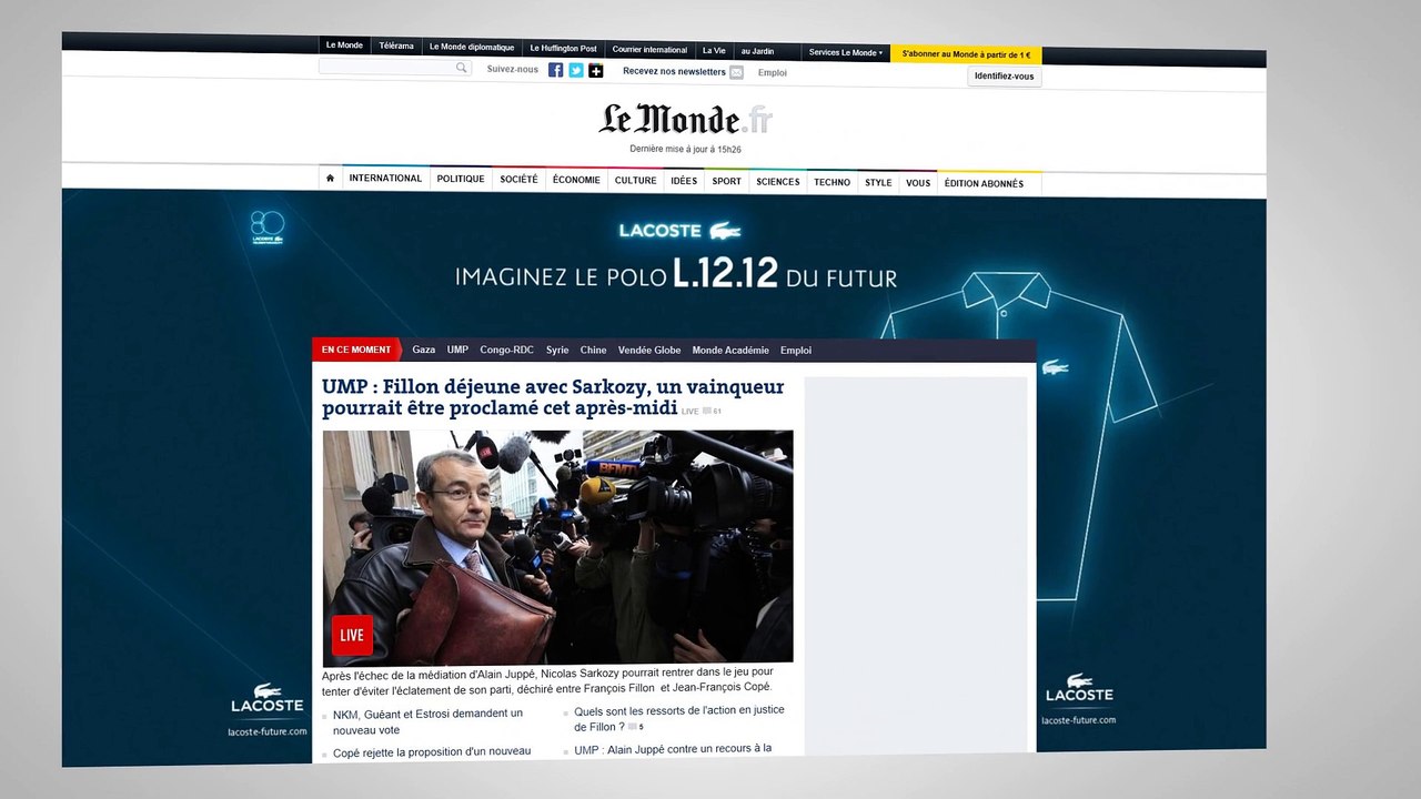Lacoste - vêtements et accessoires, "Lacoste Future L1212, www.lacoste-future.com" - décembre 2012