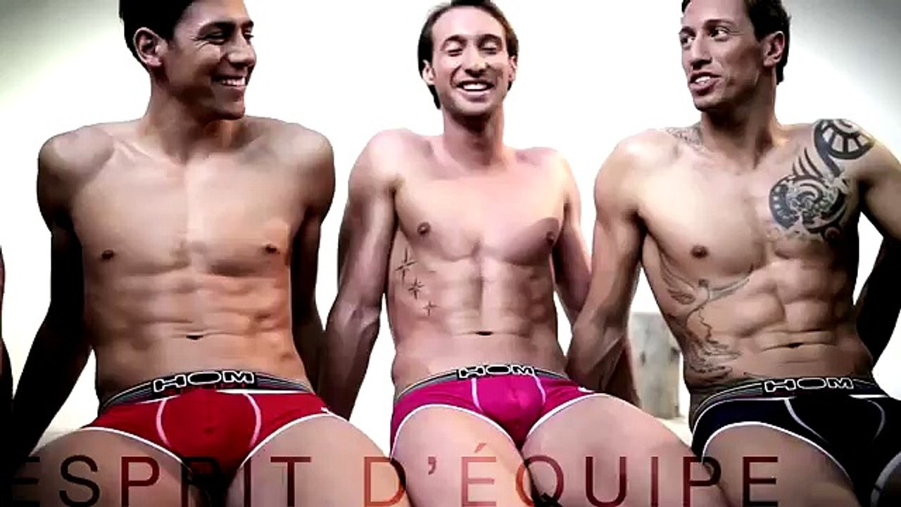 Hom - sous-vêtements masculins, "Enjoy the best, avec l'équipe de France de natation masculine" - mai 2012