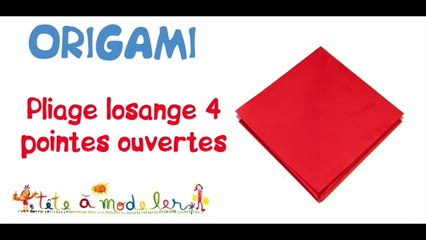 Base pliage origami losange 4 pointes ouvertes