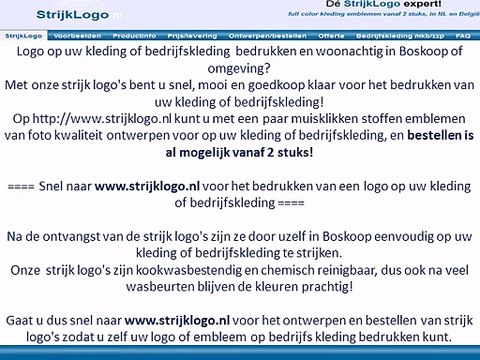 Logo kleding bedrijfskleding bedrukken Boskoop