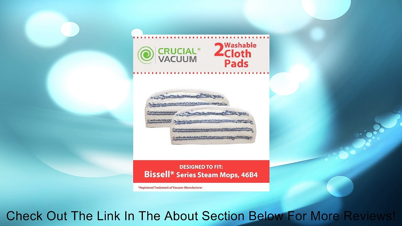 2 Bissell Washable & Reusable Pads Fit Bissell Steam & Sweep Hard Floor Cleaner Series 46B4; Replaces Bissell Part 75F5, 2032200, 203-2200, Does Not Fit Bissell Powerfresh Mop 1940, Designed & Engineered by Crucial Vacuum Review