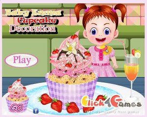 Baby Emma Cupcake Decor eating