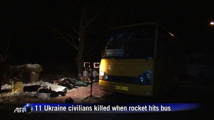 Eleven Ukraine civilians killed when rocket hits bus