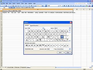 Ms Excel 2003 Training- Special Characters (Part 58)