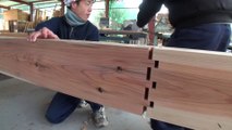 Traditional Japanese Carpenters Contructing wooden Buildings Without Nails
