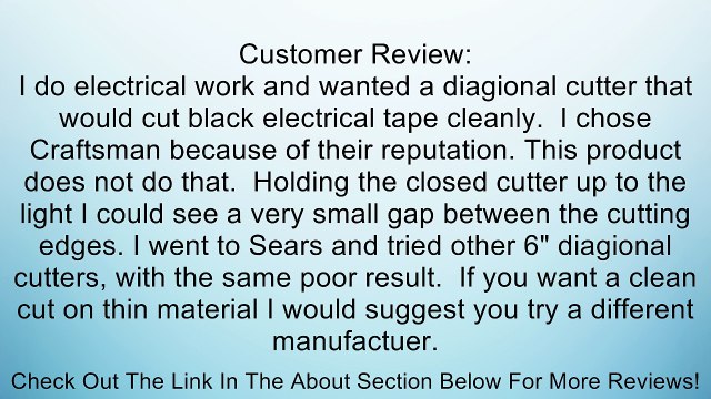 Craftsman 9-45075 6-Inch Diagonal Cut Pliers Review